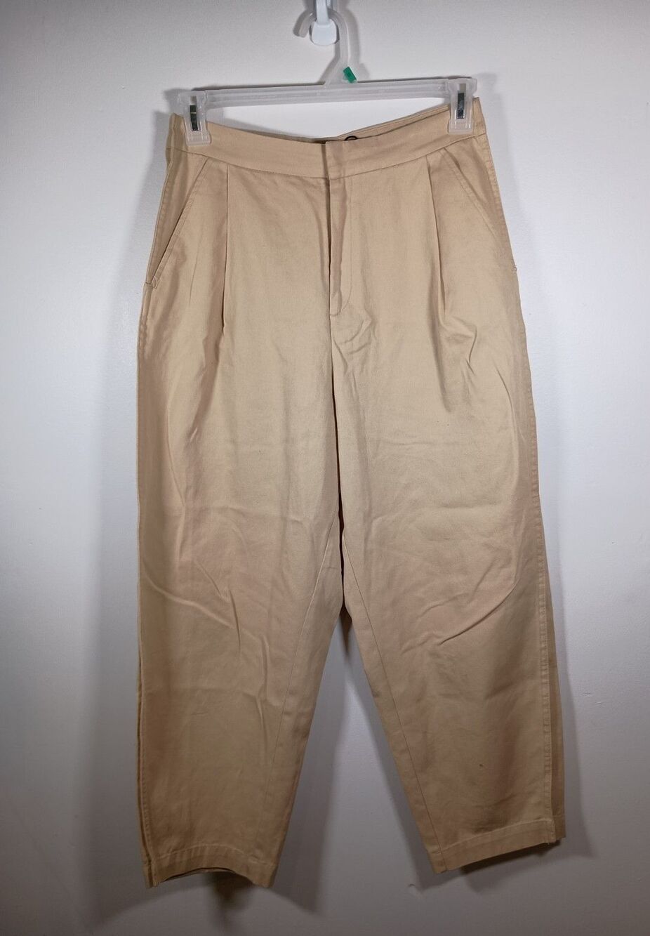 Zara Women's Chino Butter Yellow Pants Tapered High Rise Size Medium